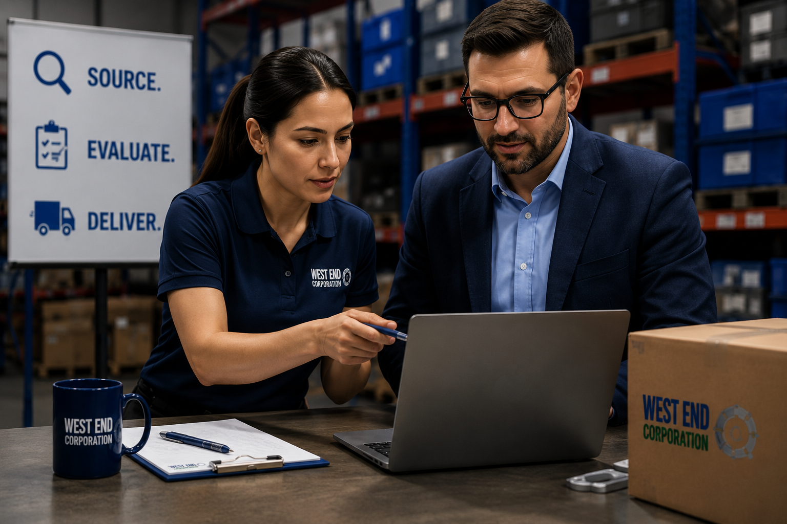 West End Corporation Responsive Procurement West End Corporation procurement team reviewing sourcing requirements and industrial supplies